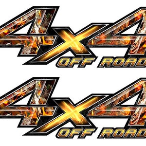 4x4 Off Road Decals Camouflage Buck Skull Blaze Camo Hunting Truck Decal Stickers 13&quot; wide Set of 2