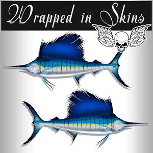 Sailfish RV Decals Boat Graphics 24" Set van 2 gespiegelde Vinyl Graphics Boat RV Kies gelamineerd of niet-gelamineerd RV4