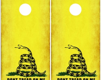 thumbnail image 2 of Miller Graphics Gadsden Flag Distressed Look Cornhole Board Decal Wrap Set 2 of 4