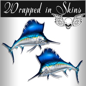 20" Sailfish camperstickers - bootgraphics - set van 2 gespiegelde vinylgraphics - bootcamper - kies voor gelamineerde of niet-gelamineerde camper1