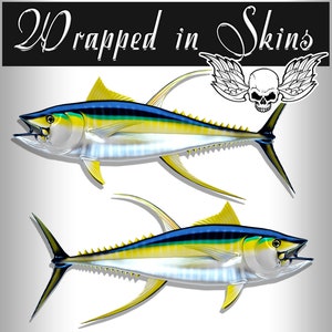 RV Decals Yellowfin Tuna Fish RV Decals Boat Graphics 24" Set van 2 gespiegelde Vinyl Graphics - Boat RV - Kies gelamineerd of niet-gelamineerd RV1