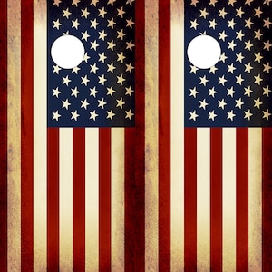Cornhole Wraps Rustikale Amerikanische Flaggen | Zwei Vinyl Decals für Cornhole Boards - Einfach anzubringen