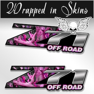 Z71 Off Road Decals Set of 2 Truck Bed Decals Vinyl Graphic Stickers Pink Camo Truck Accessories  13&quot; wide  A002Z7OR