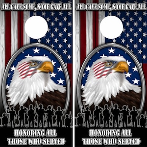 Cornhole Wraps American Flags with Patriotic American Bald Eagles | 2 Vinyl Decals for Cornhole Boards