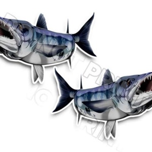 24" Barracuda Fishing RV Decals - Boot Graphics - Set van 2 gespiegelde Vinyl Graphics - Boot RV - Kies gelamineerd of ongelamineerd 0126