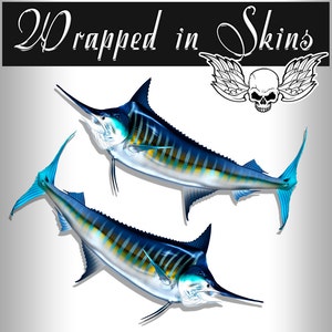 Blue Marlin Decals Fish Stickers Tackle Box RV Truck Camper Trailer AFP-0004 