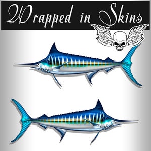 Gestreepte Marlin RV Decals Boat Graphics 24" of 50" Set van 2 gespiegelde Vinyl Graphics Boat RV Kies gelamineerd of ongelamineerd RV74