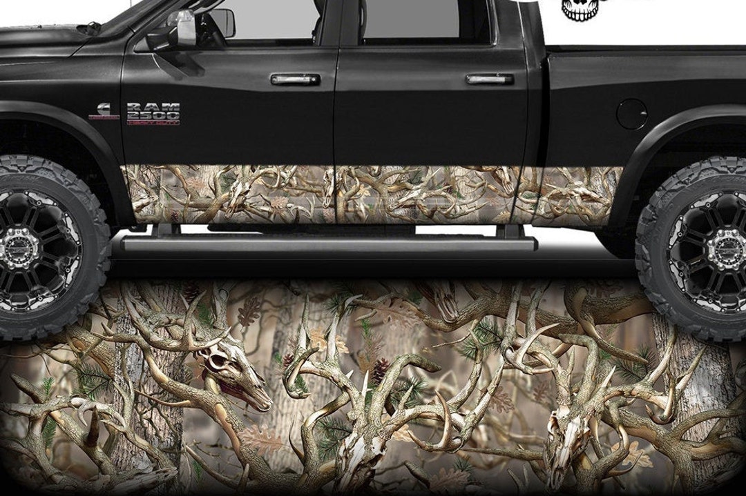 Camouflage MATTE Rocker Panel Graphic Decal Wrap Camo Buck Skull Wraps ...