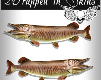 24" Tiger Musky RV Decals - Set of 2 mirrored Vinyl Graphics - Choose laminated or unlaminated -  RV88