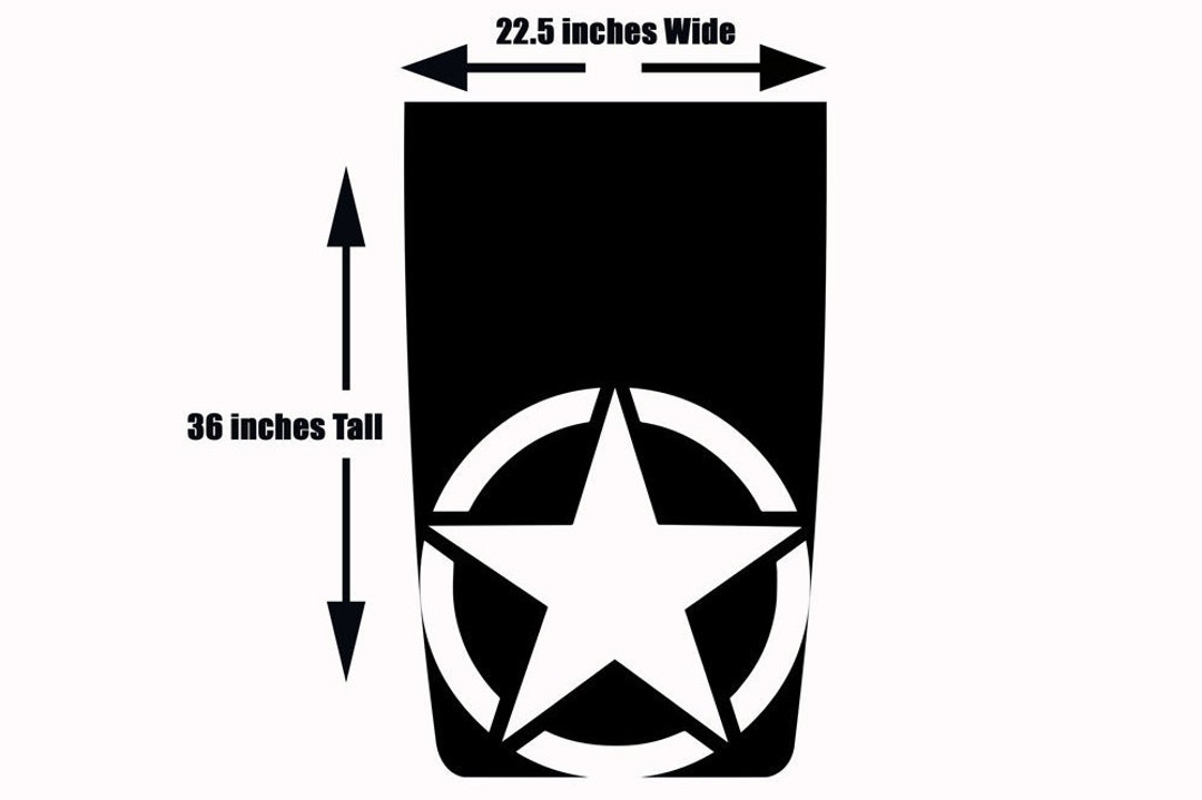Hood Decal Kit Military Star Die Cut From Black Vinyl for Compact 4x4