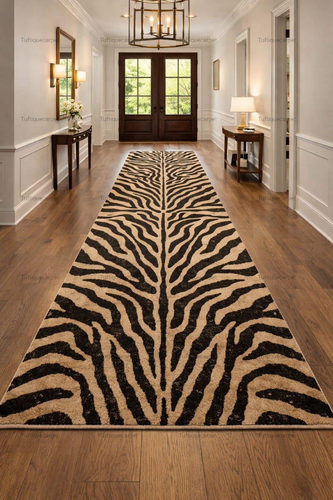 Zebra Print Entry Rug Zebra Print Hallway Runner Rug, Modern Animal Print Long Rug, Luxury ...
