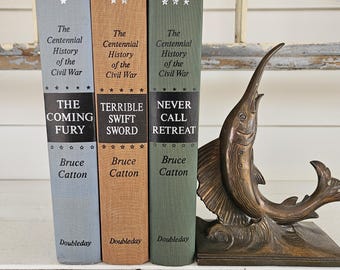 Centennial History of the Civil War, Bruce Catton, Battles, Maps - Complete 3-Volume Vintage 1960s Book Set - Home Library Bookshelf Decor