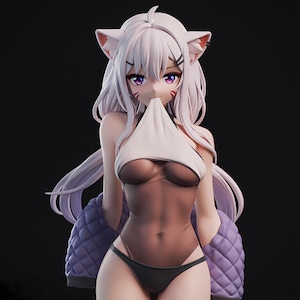 Squchan Chibi-varelse STL 3D-utskriftsfigur - Animemaskot (digital nedladdning)