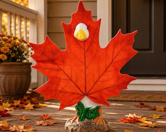 Fall Maple Leaf Goose Costume Thanksgiving Porch Goose Outfit Outdoor Yard Lawn Autumn Decor 23 Inch Halloween Farmhouse Gift for Her Friend