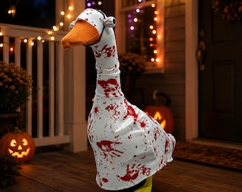 Halloween Bloody Eyeball Headband Porch Goose Outfit Spooky 23 Inch Yard Goose Decor Photo Prop Set Gift for Best Friend Holiday