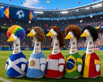 World Cup Football National Team Porch Goose Costume Set 23 Inch Wig Sticker Yard Lawn Decor Outfit Soccer Party Gift for Fans Sport Family
