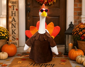 Thanksgiving Fall Porch Goose Turkey Costume Dark Brown 23 Inch Dress Up Outfit Holiday Yard Decor Gift Ider Neighbors Family Holiday Party