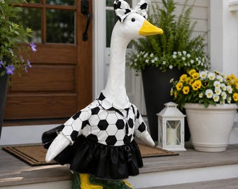 World Cup Soccer Referee Porch Goose Costume 23 Inch Bow Whistle Dress Game Day Yard Decor Sporty Gift for Dad Grandpa and Soccer Fans Party