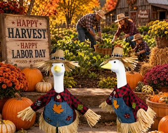 Herfst oogst vogelverschrikker veranda gans outfit set Thanksgiving buiten werf decor kostuum 23 inch gans kleding cadeau voor liefhebbers van boerderij decor