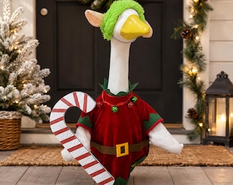Kerst elf snoepgoed veranda gans outfit 23 inch gazon gans kostuum vakantie Xmas Yard Decor cadeau-idee voor buren vriend familie stellen