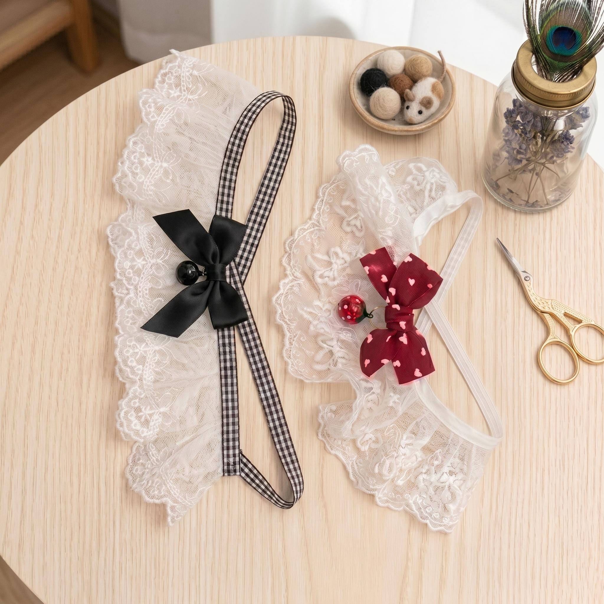 Princess Lace Bow Bell Cat Dog Collar Cute Fairy Pets Neck Ruff Cosplay ...