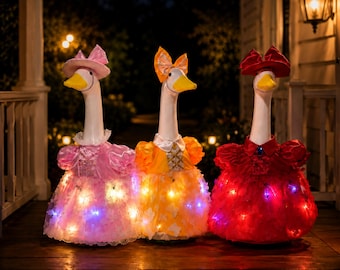 Summer Lighten Bunny EarButterfly Princess Dress 23 Inch Porch Goose Wear, Garden Yard Clothes Farmhouse Decor Gift for Mother