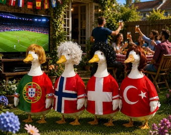 World Cup Football National Team Porch Goose Costume Set Wig Sticker Yard Lawn Decor Outfit Soccer Party Gift for Fans Sport Family 23 Inch