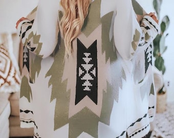 Amazon Long Sleeve Printed Cardigan Coat Woolen Coat