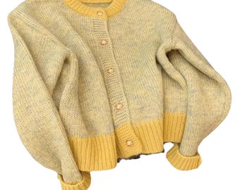 Chaqueta corta de punto amarilla estilo Chanel para mujer, primavera/otoño 2024