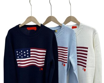 Vintage American Flag Knit Pullover Sweater