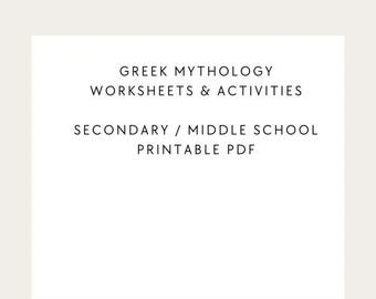 Schede di lavoro e attività sulla mitologia greca / Inglese e storia per le scuole secondarie / Risorsa stampabile per la classe / PDF