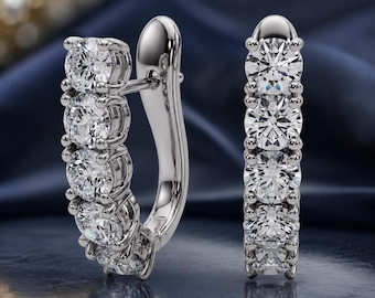 1CTW Lab Grown Diamond Hoop Örhängen, 14K Vitt Guld, Gångjärnsförsedda, D VVS1