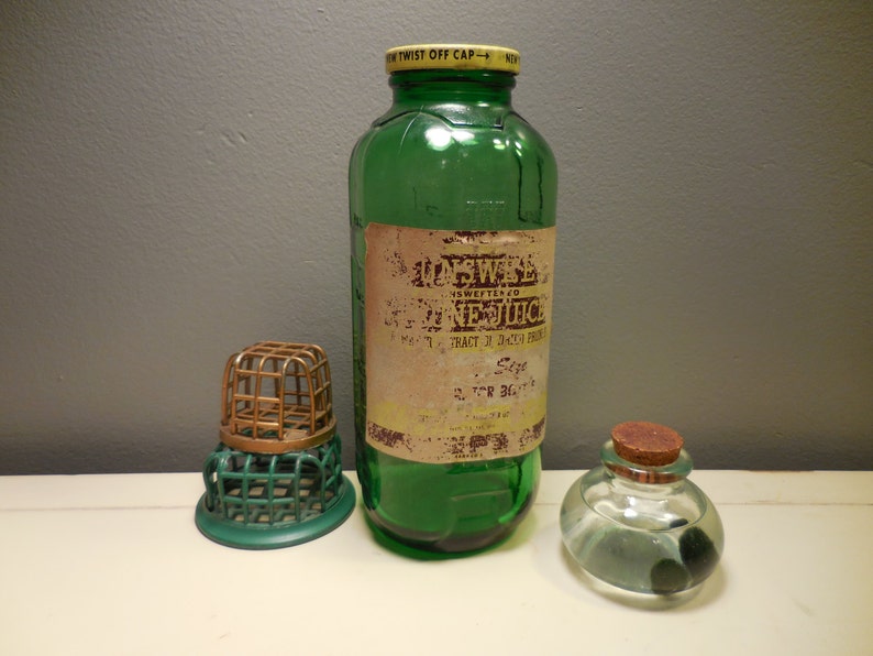 Vintage Green Glass Water/Juice Bottle Etsy