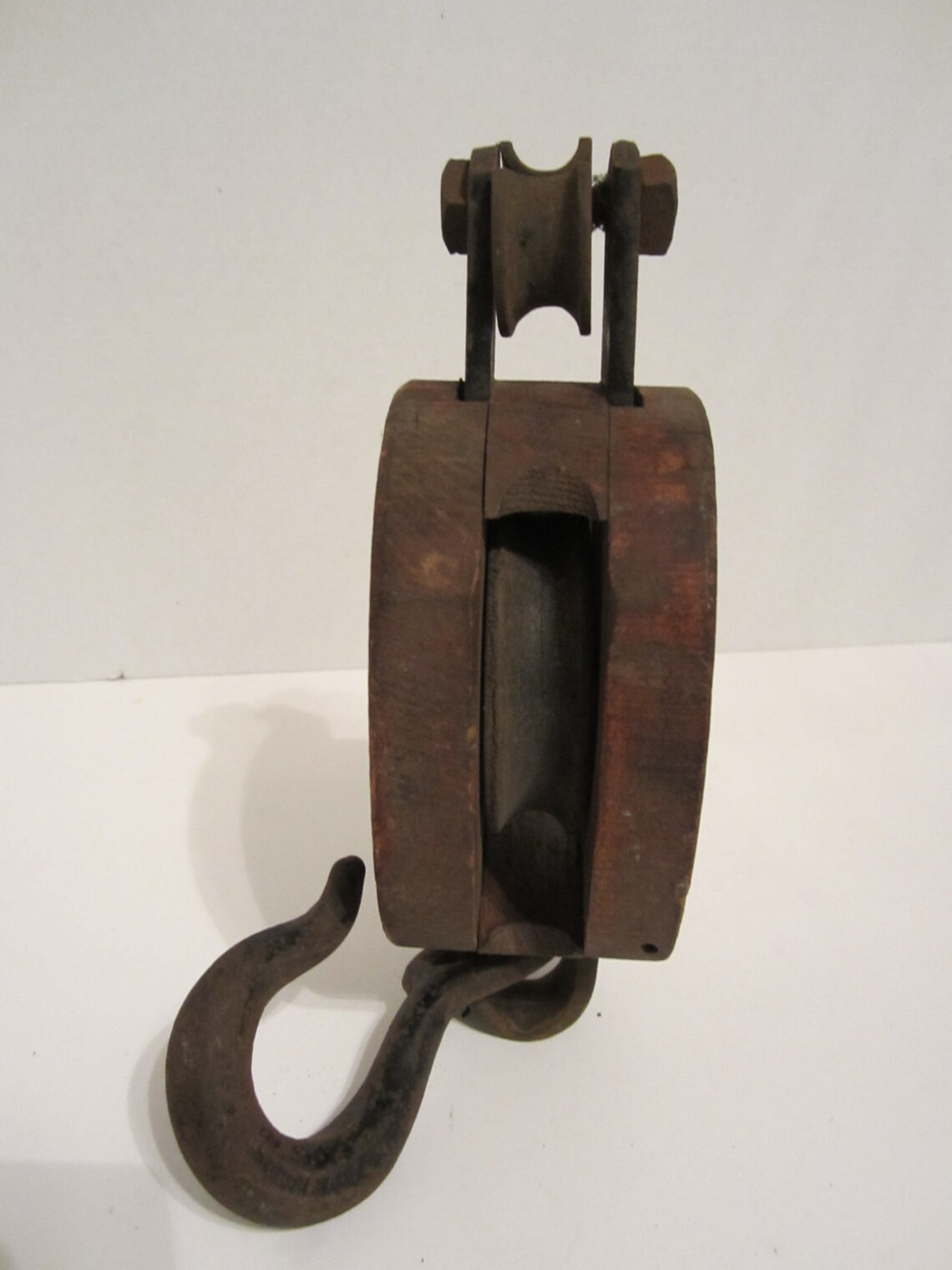 Antique Wood Pulley Etsy