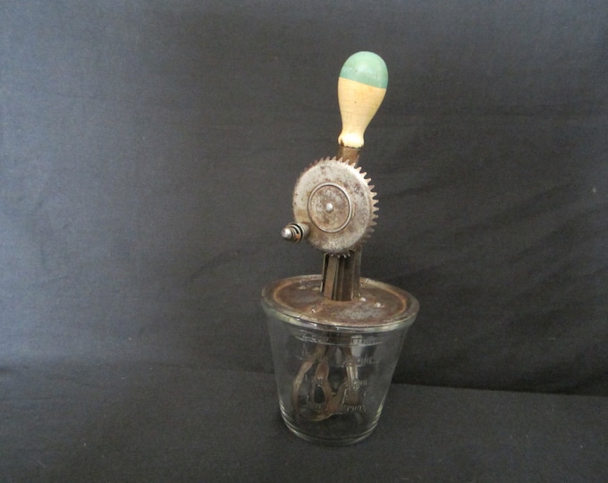 Vintage A.J. Hand Mixer With Glass Bowl Etsy