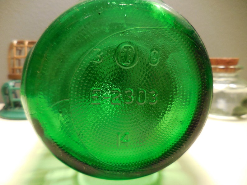 Vintage Green Glass Water/Juice Bottle Etsy