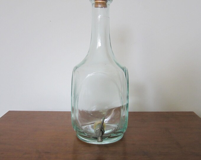 Vintage Green Liquor Bottle With Spout Etsy