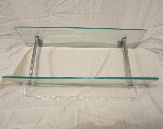 Vintage Glass Shelf With Lucite Towel Bar Etsy