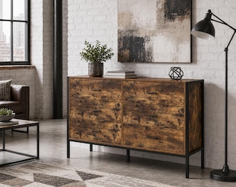 Rustic Brown 6-Drawer Dresser | Industrial Wood Bedroom Organizer Console