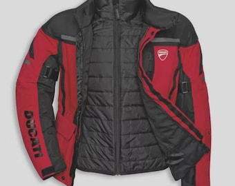 Ducati Strada C5 Motorcycle Jacket – Red/Black Cordura, CE Armored