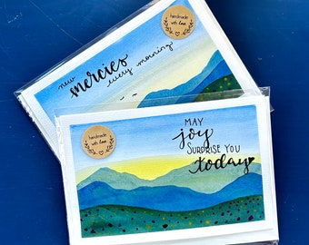 Handmade Greeting Cards | Watercolor Cards | Hand-painted Cards with Envelopes | Blank Greeting Cards - Pack of 2