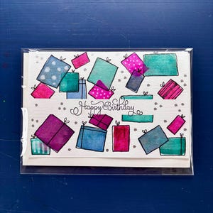 Watercolor Happy Birthday Card | Watercolor Card | Hand-painted Card with Envelope | Blank Greeting Card