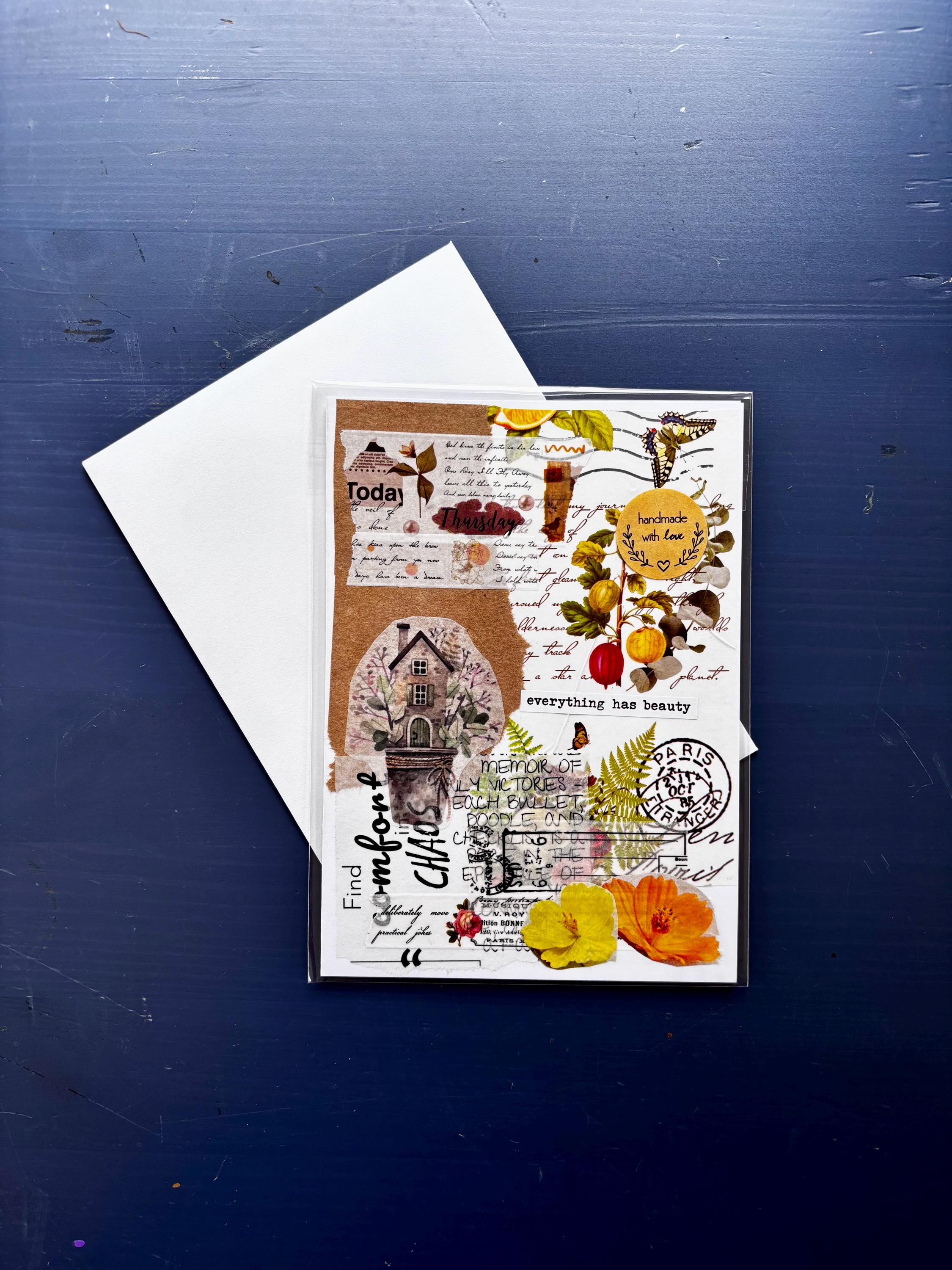 Handmade Greeting Card | Collage Card | Blank Greeting Card With ...