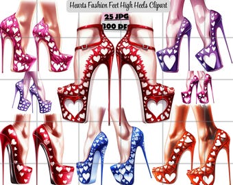 Fashion Feet High Heels Clipart, Hearts Stiletto Clipart, Boss Babe High Heels Clipart, Prom Shoes Clipart, Digital Download for Crafts, Art