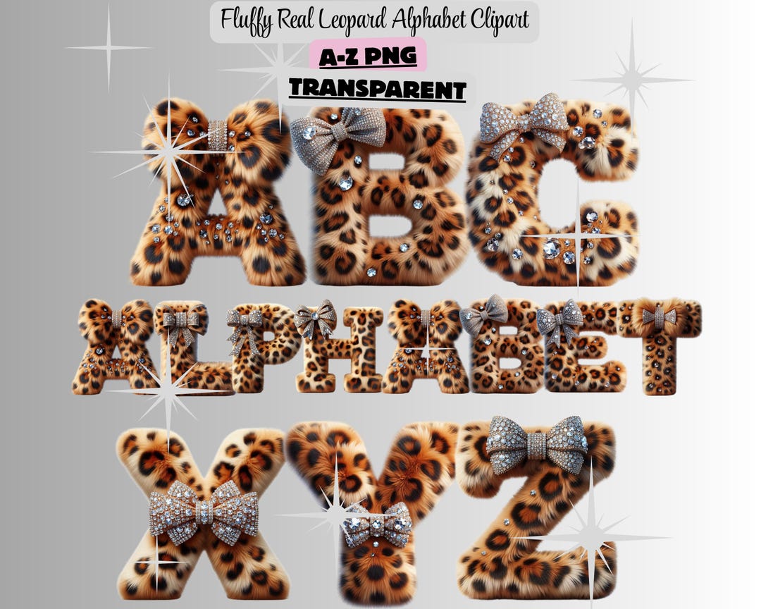 Fur Letters, Leopard Alphabet Clipart, Letters PNG, Decorative Letters ...