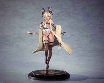 Modelo 3D de Owari, uma garota anime em formato STL, para impressão em resina e FDM. Figura poderosa e elegante.