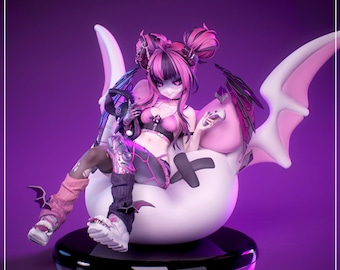 Vtuber Ironmouse STL Anime Girl 3D Print Model Cute Devil Figure do żywicy i FDM