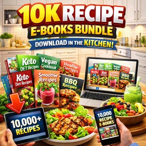 Paket med 10 e-böcker med recept | Digital kokbokssamling | Enkla, hälsosamma och snabba recept | Direktnedladdning