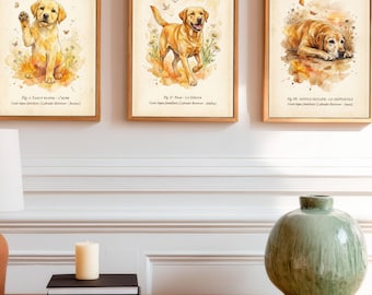 Yellow Labrador Print, Vintage Dog Oil Painting, Dog Lover Gift, 3 Sizes Included