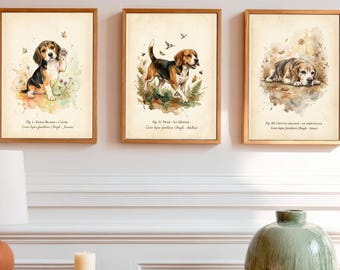 Beagle Dog Poster, Vintage Style Wall Art, Dog Lover Gift, Pet Memorial Print